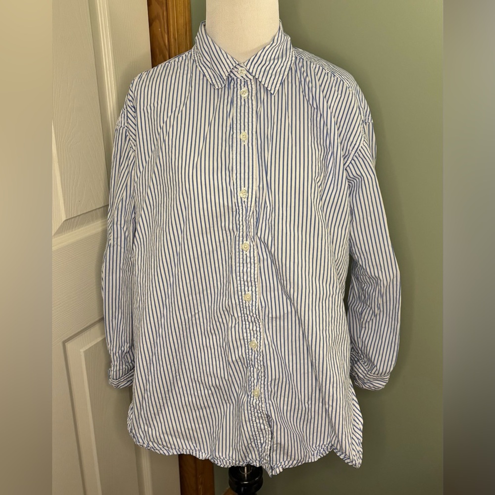 Oversized Universal Thread Blue and White Striped Shirt